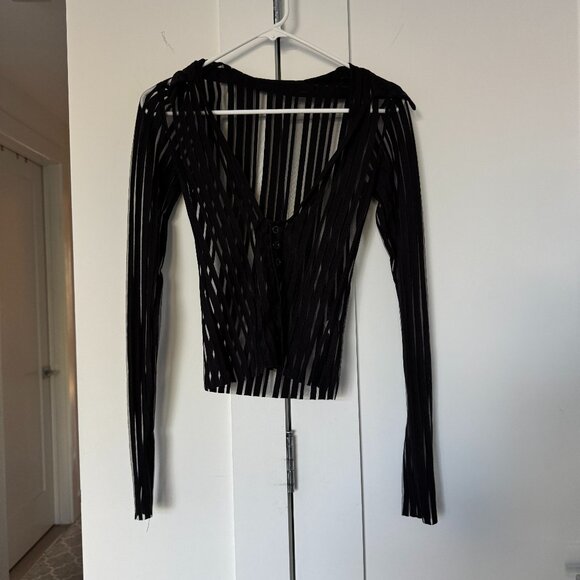 Revice Denim Sheer Long Sleeve Top - Picture 1 of 5